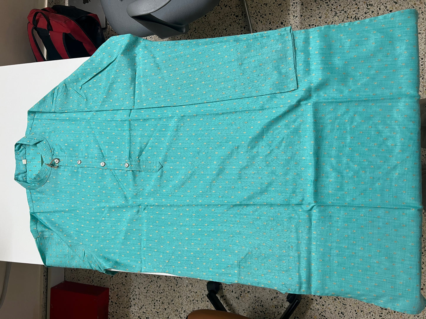 Cyan Long Sleeve Kurtha Traditional Wear