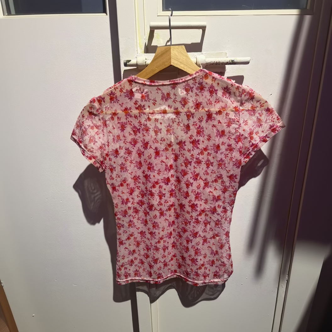 Manties Pink Floral Short Sleeve Top