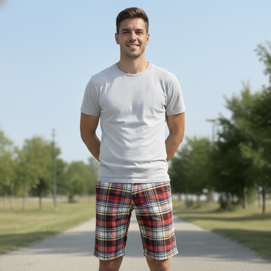 Madras Plaid Weekend Shorts For Men