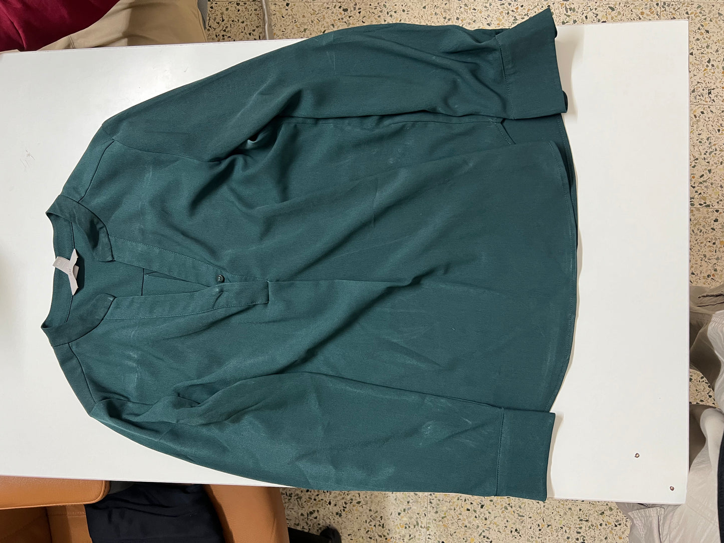 Women's Dark Green Long-Sleeve Blouse