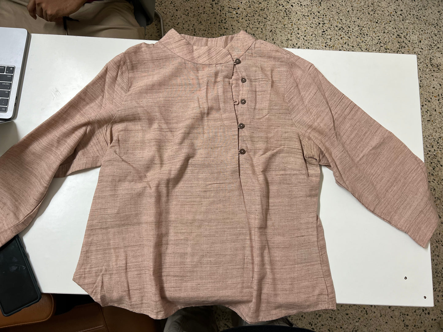 Dusty Pink or Mauve Long-Sleeve Tunic-Style Blouse