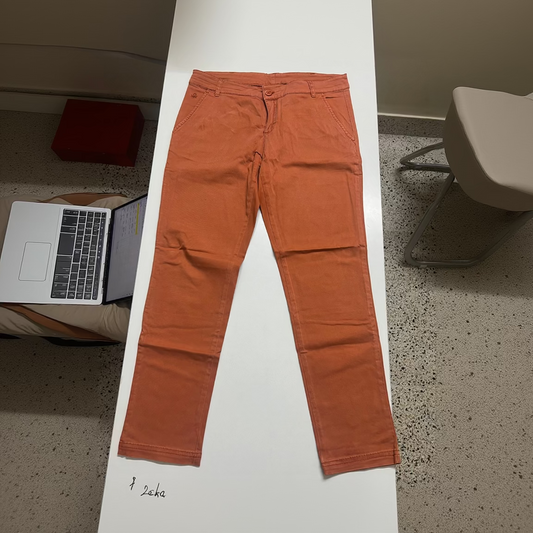 Terracotta Cotton Slim-Fit Chinos Pants