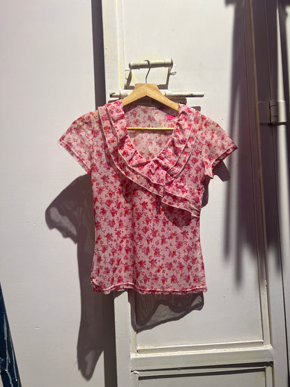 Manties Pink longsleeve top with flower design