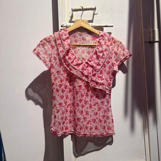 Manties Pink Floral Short Sleeve Top
