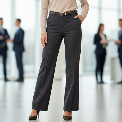 Classic Charcoal Gray Wide-Leg Trousers