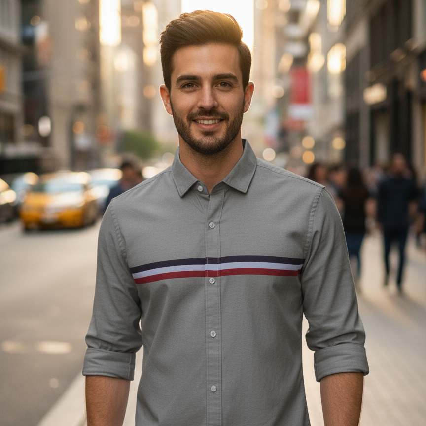 The Multi-Stripe Classic Grey Shirt