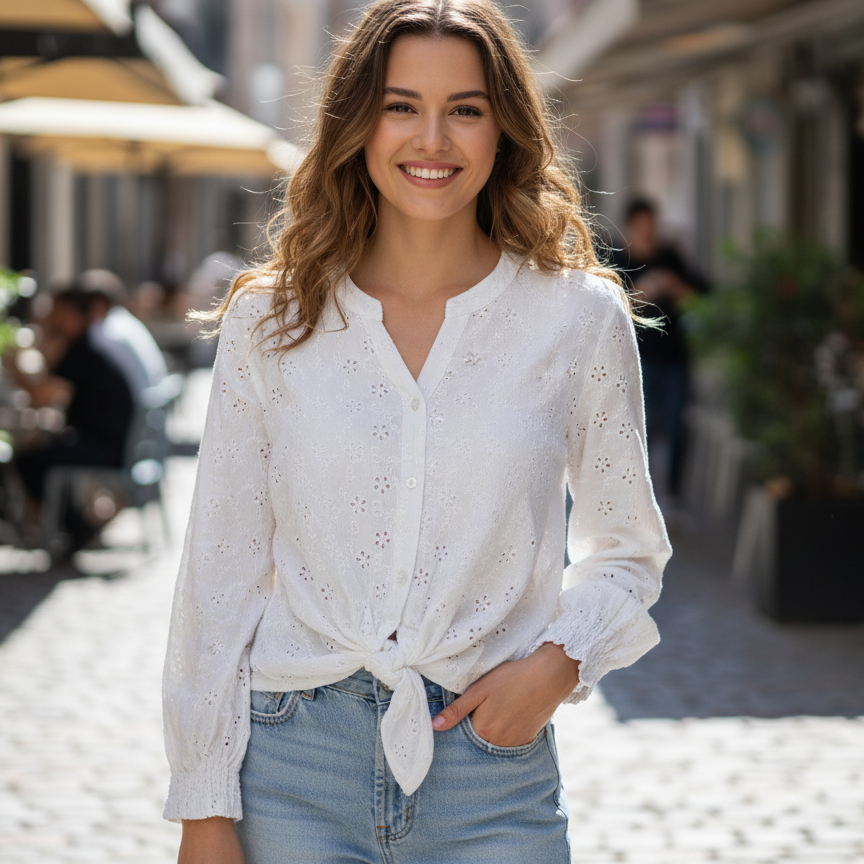 LOV by Westside White Cut-Out Detailed Top With Camisole