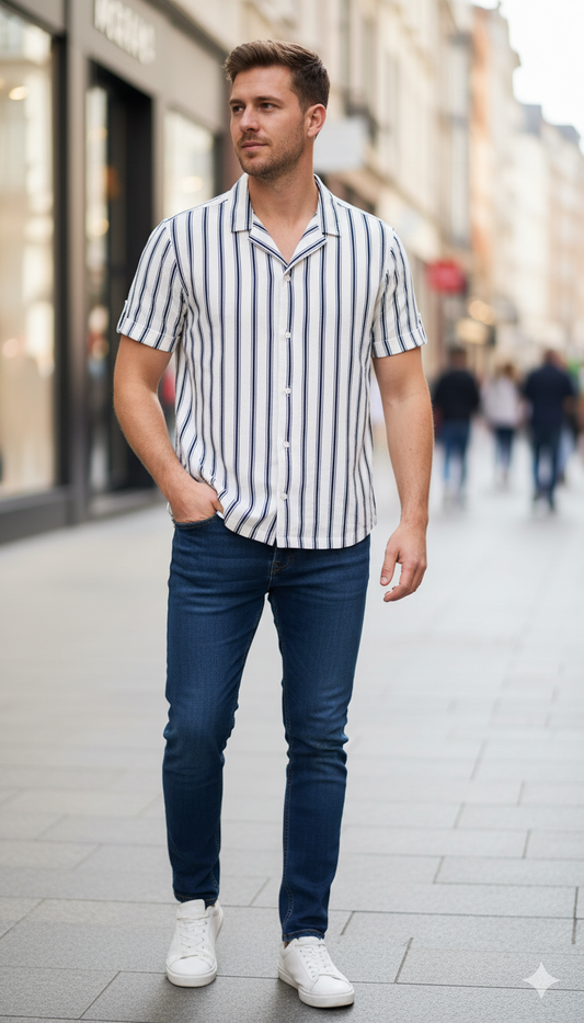 Men's Striped Button-Up Shirt