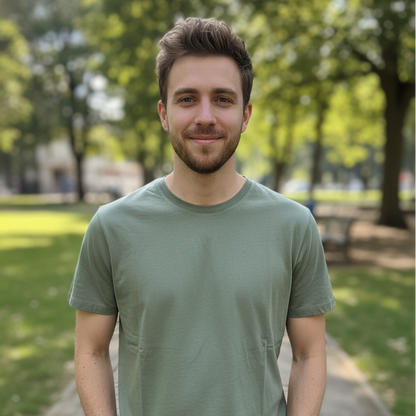 Forest Green Garment-Dyed Casual T Shirt