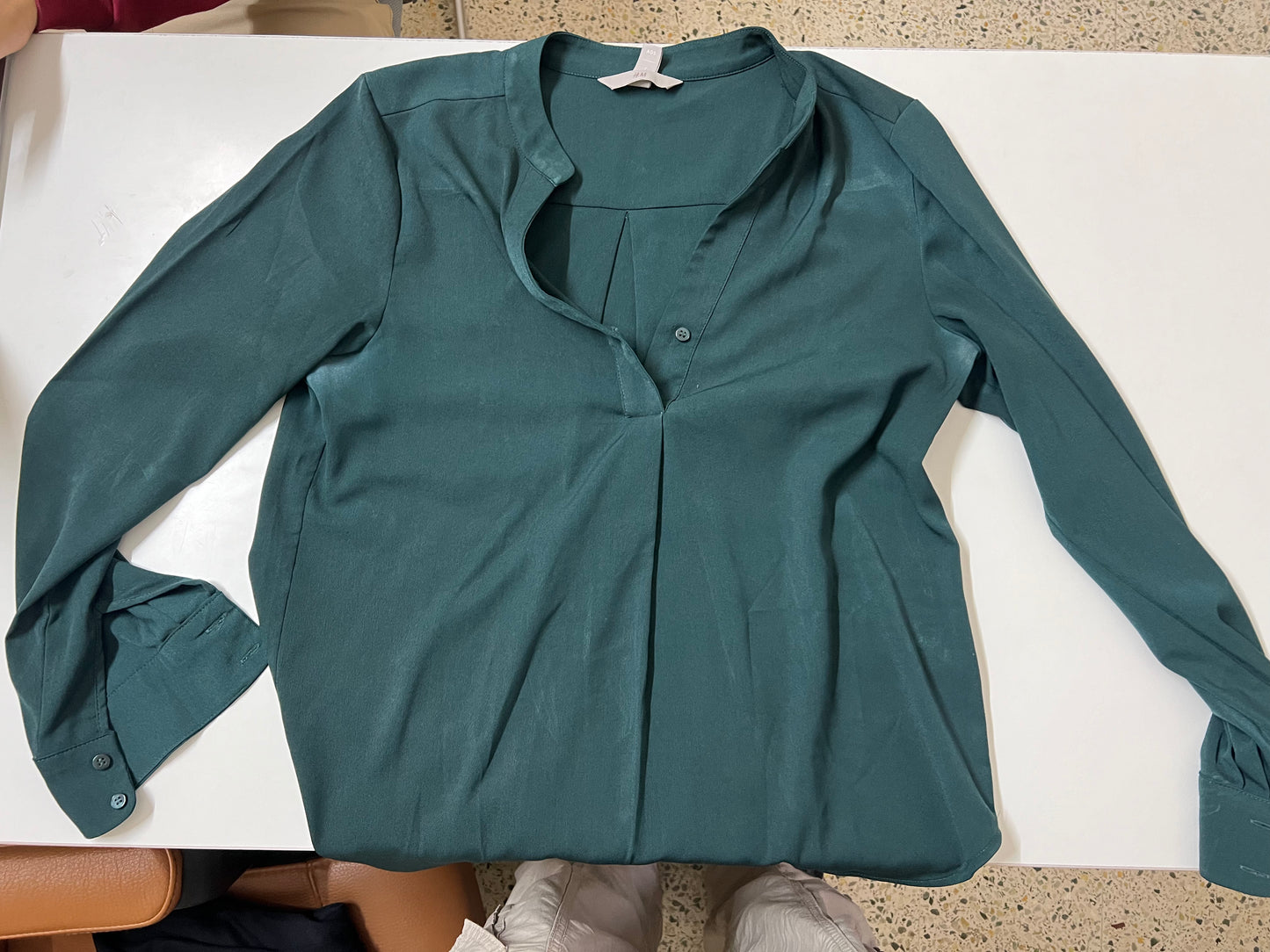 Women's Dark Green Long-Sleeve Blouse