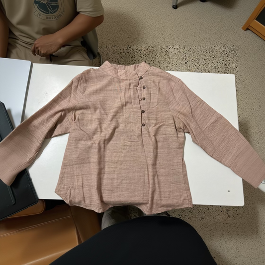 Dusty Pink or Mauve Long-Sleeve Tunic-Style Blouse