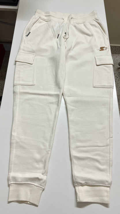Men's Off-White Fleece Cargo Joggers