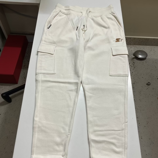 Men's Off-White Fleece Cargo Joggers