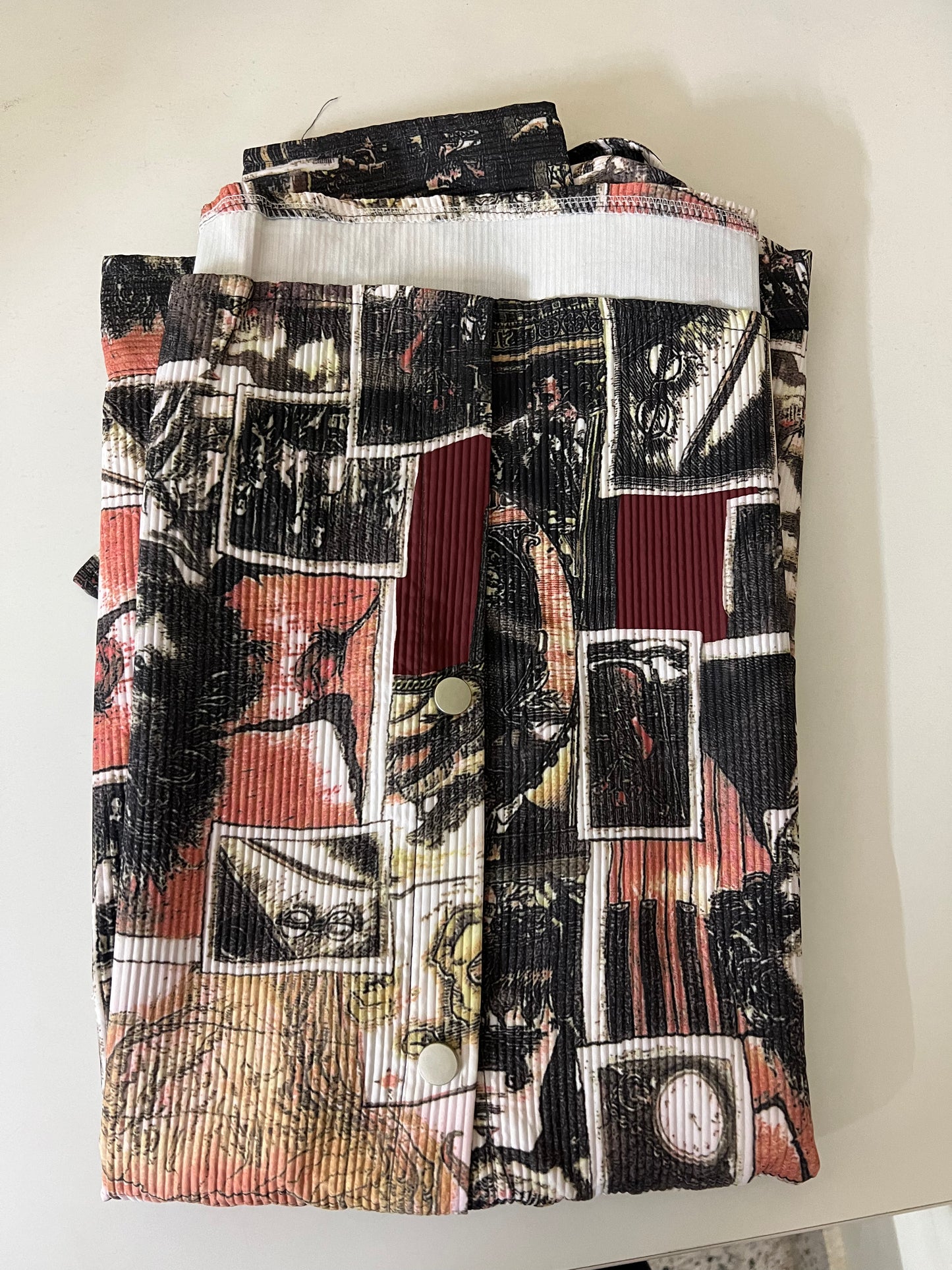 Men's Abstract Collage Print Button-Up Shirt