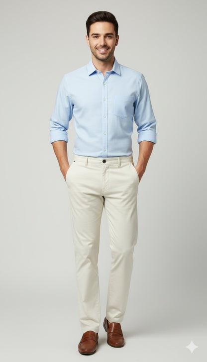 Men's Slim-Fit White Chino Trousers