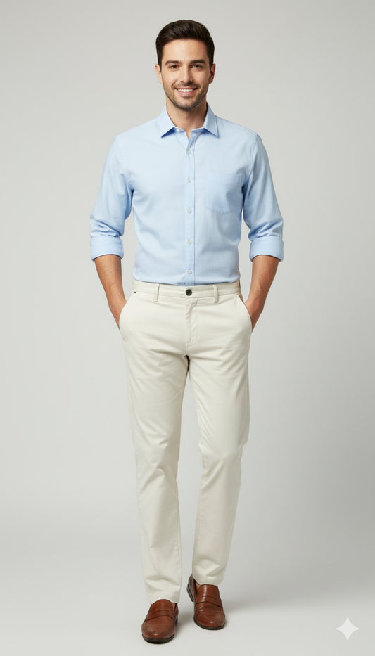 Men's Slim-Fit White Chino Trousers